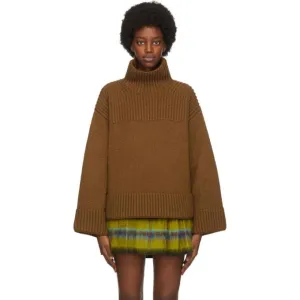 Acne Studios Brown Wool and Silk Rib Knit Turtleneck
