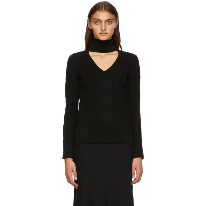 Alexander McQueen Black Cutout Turtleneck