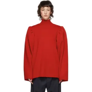 Balenciaga Red Wool Puffed Sleeves Turtleneck