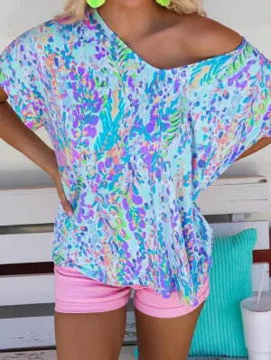 Blue Blossom Relaxed Fit Floral Top