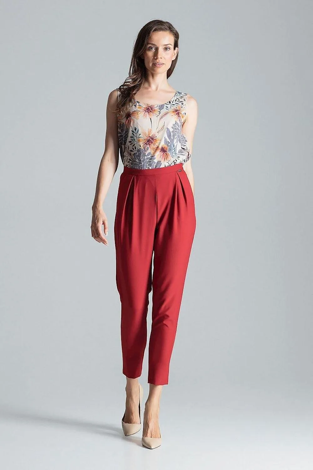 Chic Navy Blue Tailored Pleated Trousers for Women