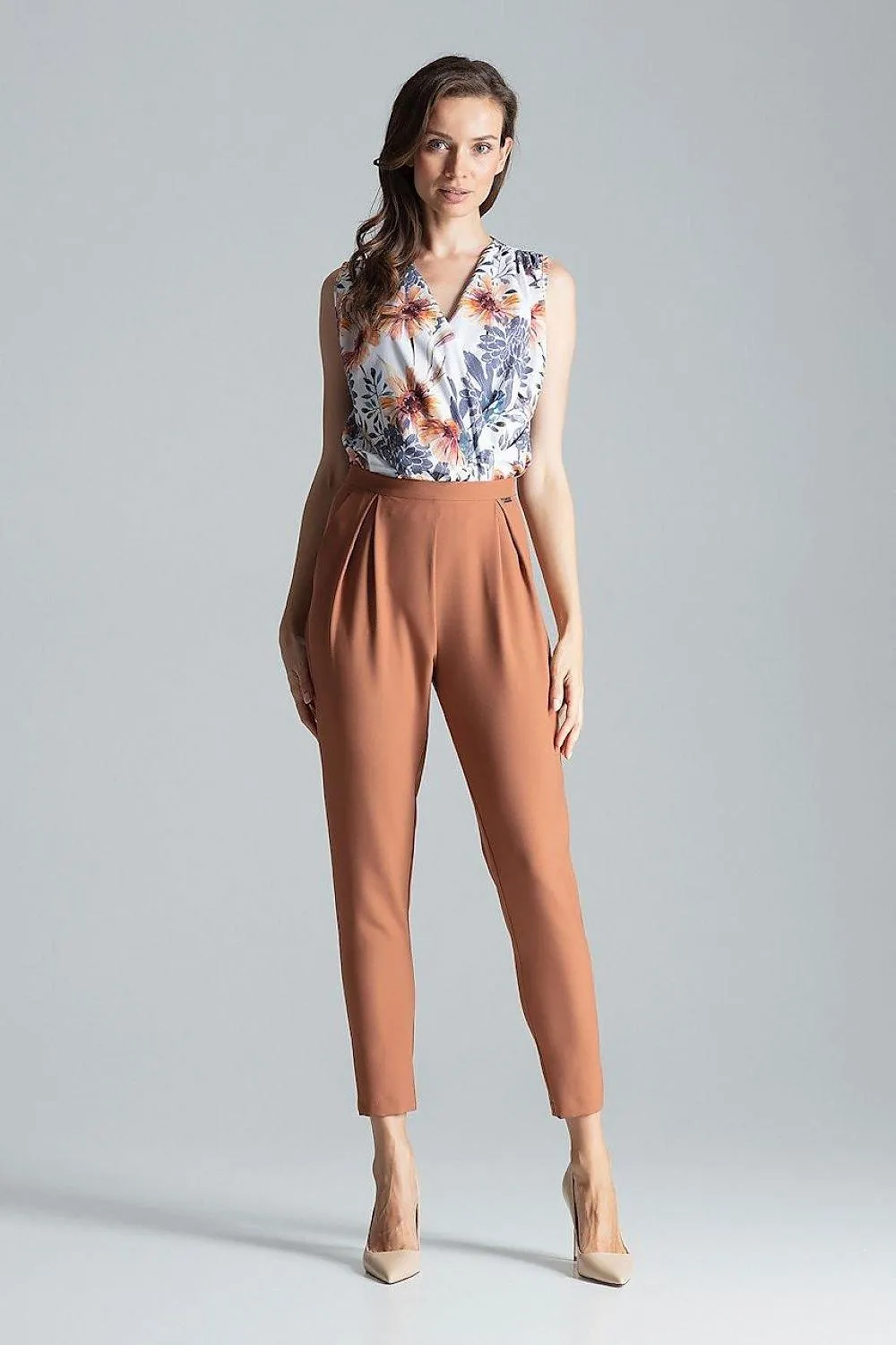 Chic Navy Blue Tailored Pleated Trousers for Women