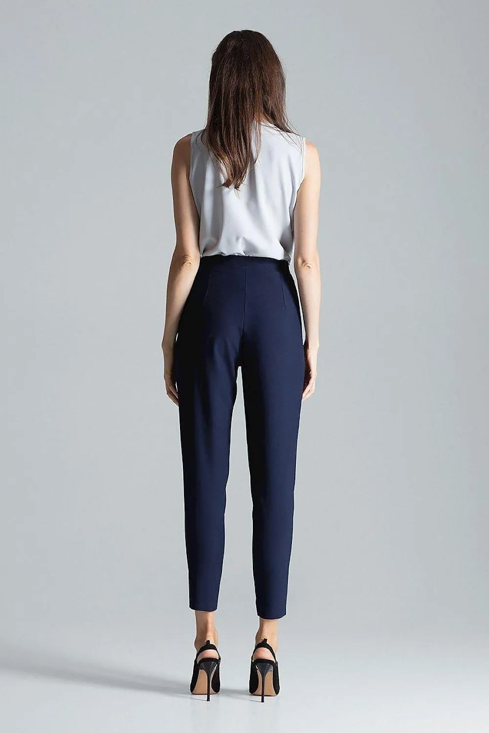 Chic Navy Blue Tailored Pleated Trousers for Women