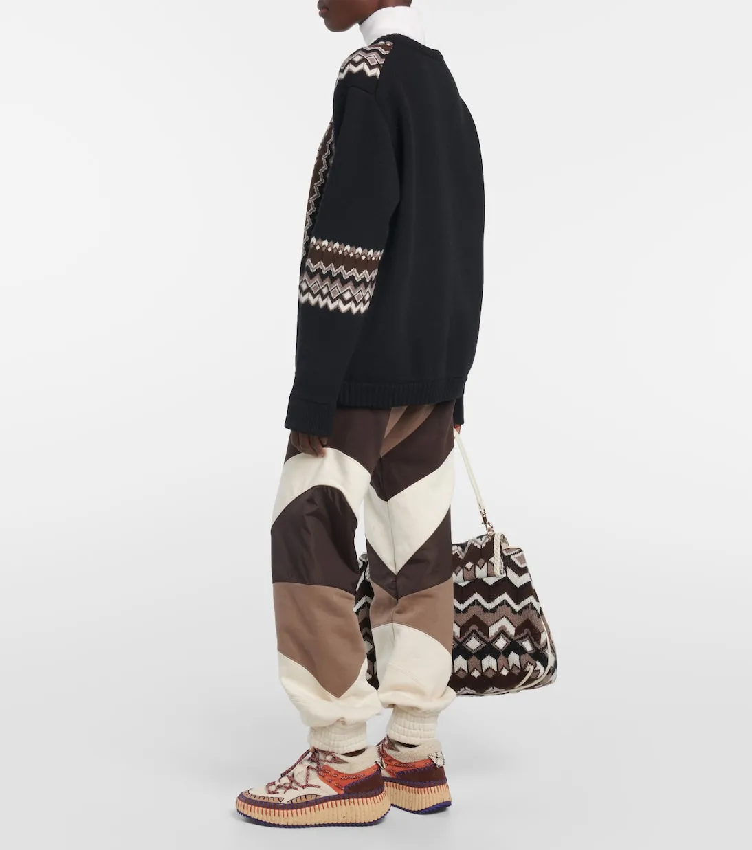 Chloé Wool Blend Jacquard Sweater, Black