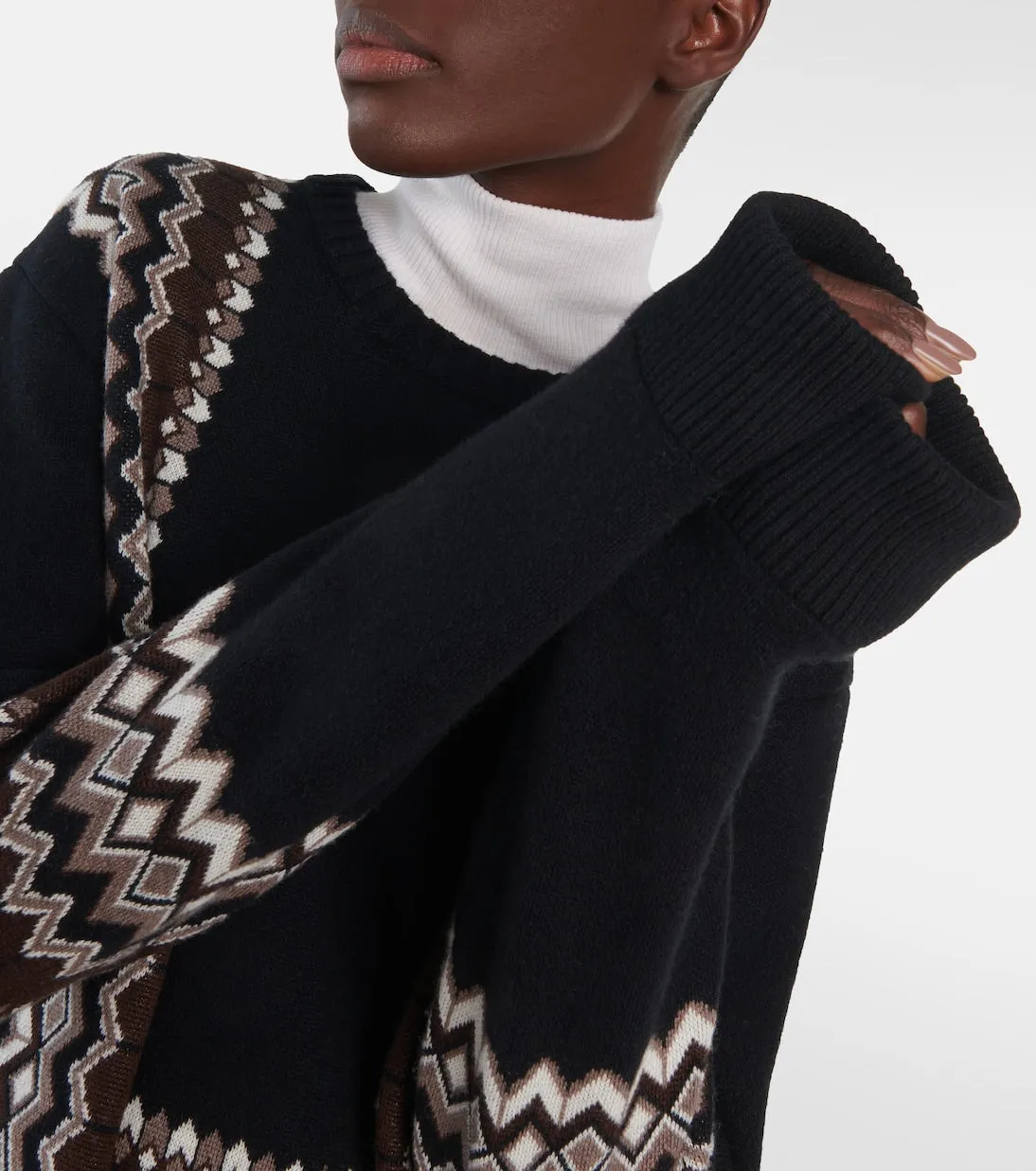 Chloé Wool Blend Jacquard Sweater, Black