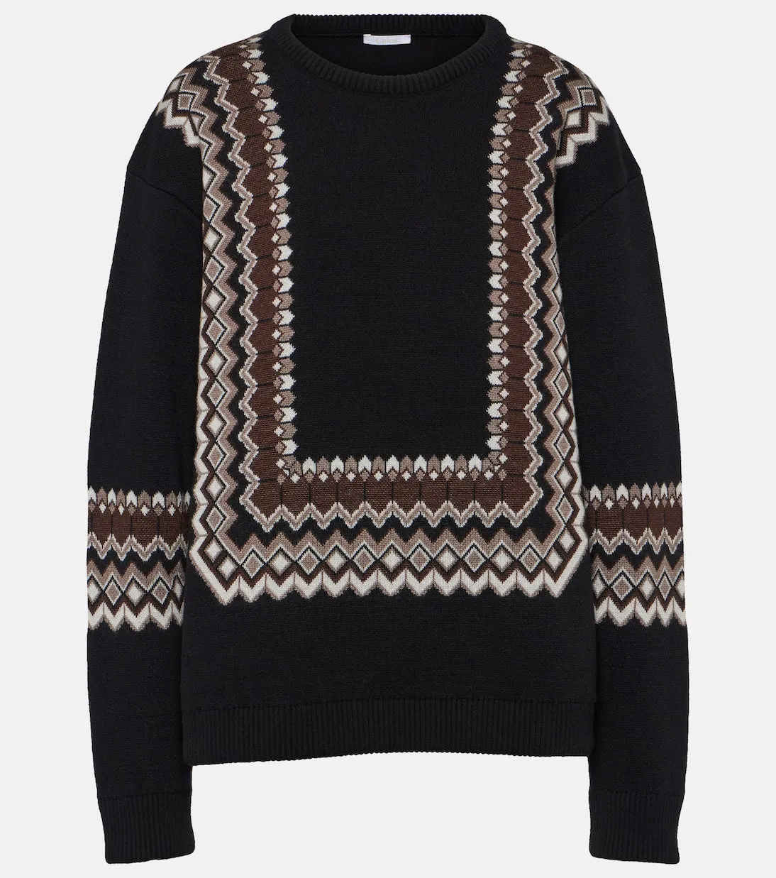 Chloé Wool Blend Jacquard Sweater, Black