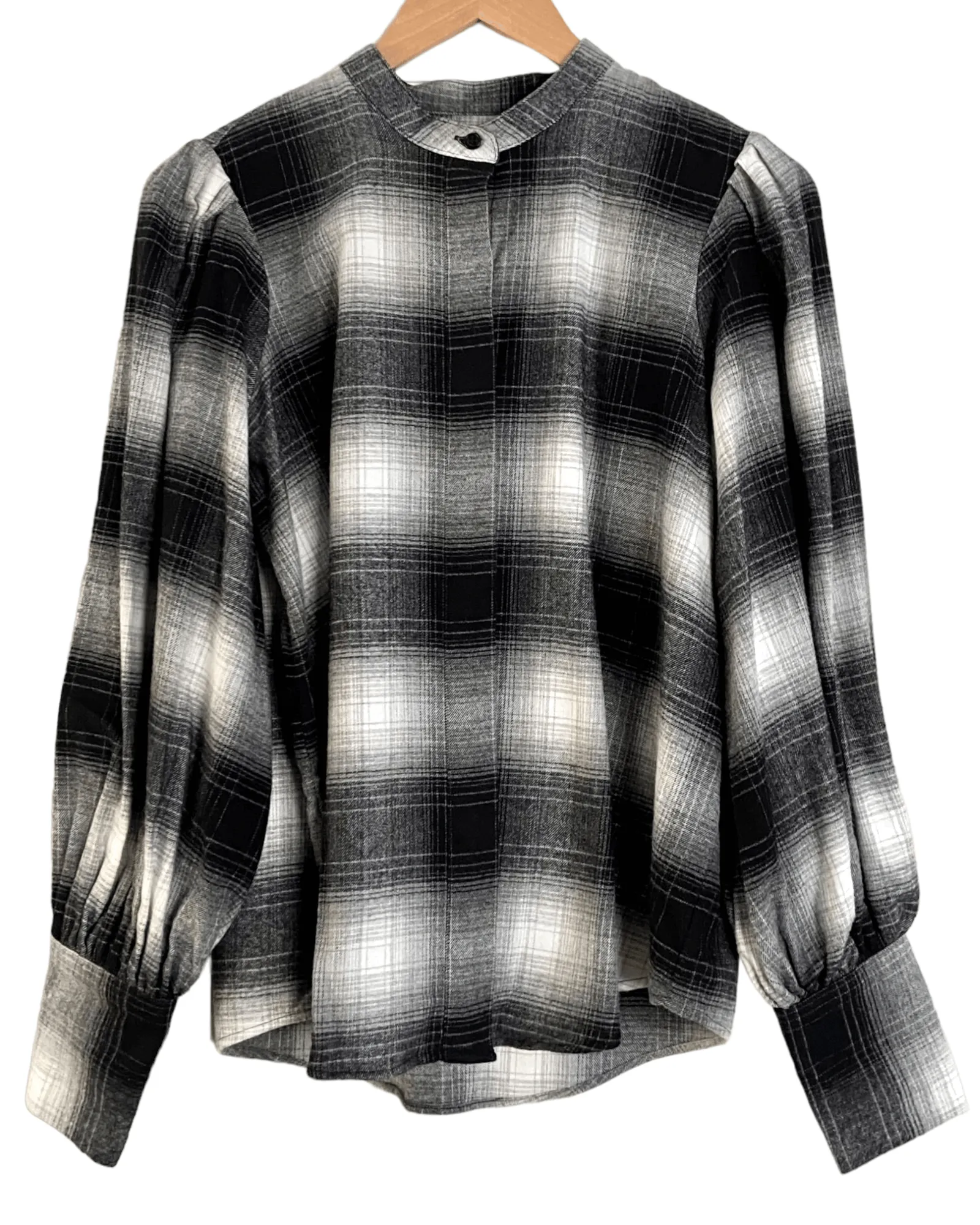Dark Winter Plaid Puff Sleeve Shirt