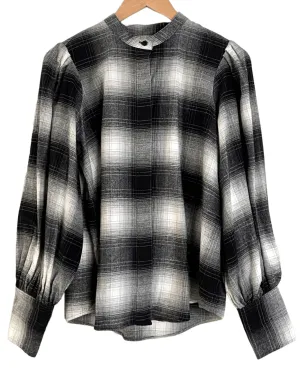 Dark Winter Plaid Puff Sleeve Shirt