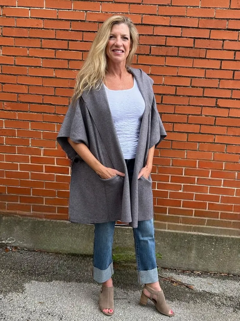 *FINAL SALE* Open Hooded Poncho Cardigan - Multiple Colors
