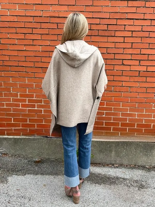 *FINAL SALE* Open Hooded Poncho Cardigan - Multiple Colors