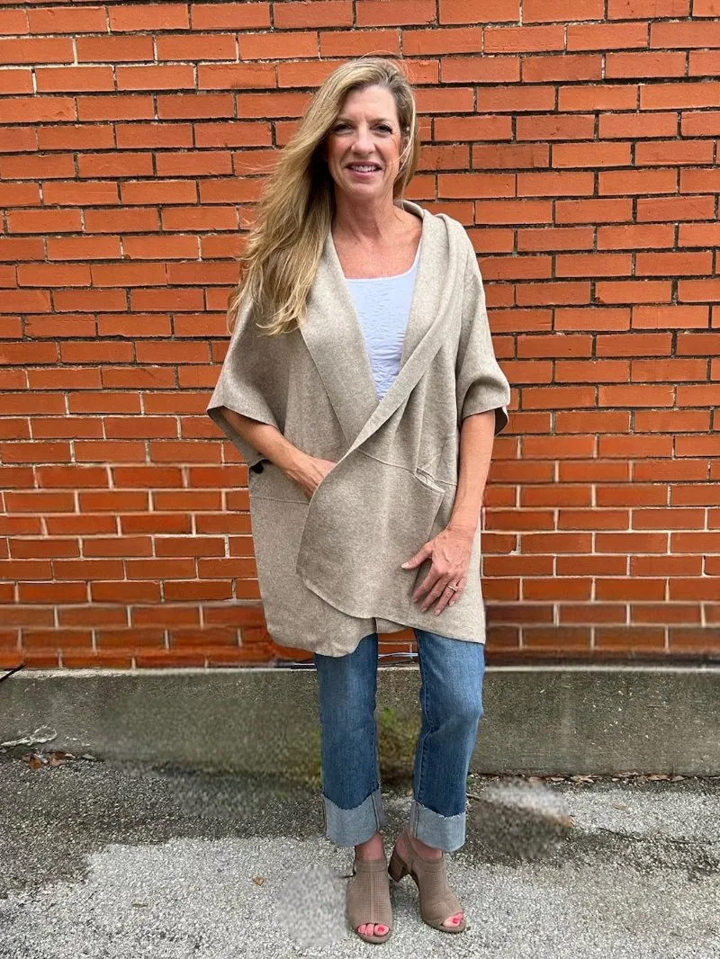 *FINAL SALE* Open Hooded Poncho Cardigan - Multiple Colors