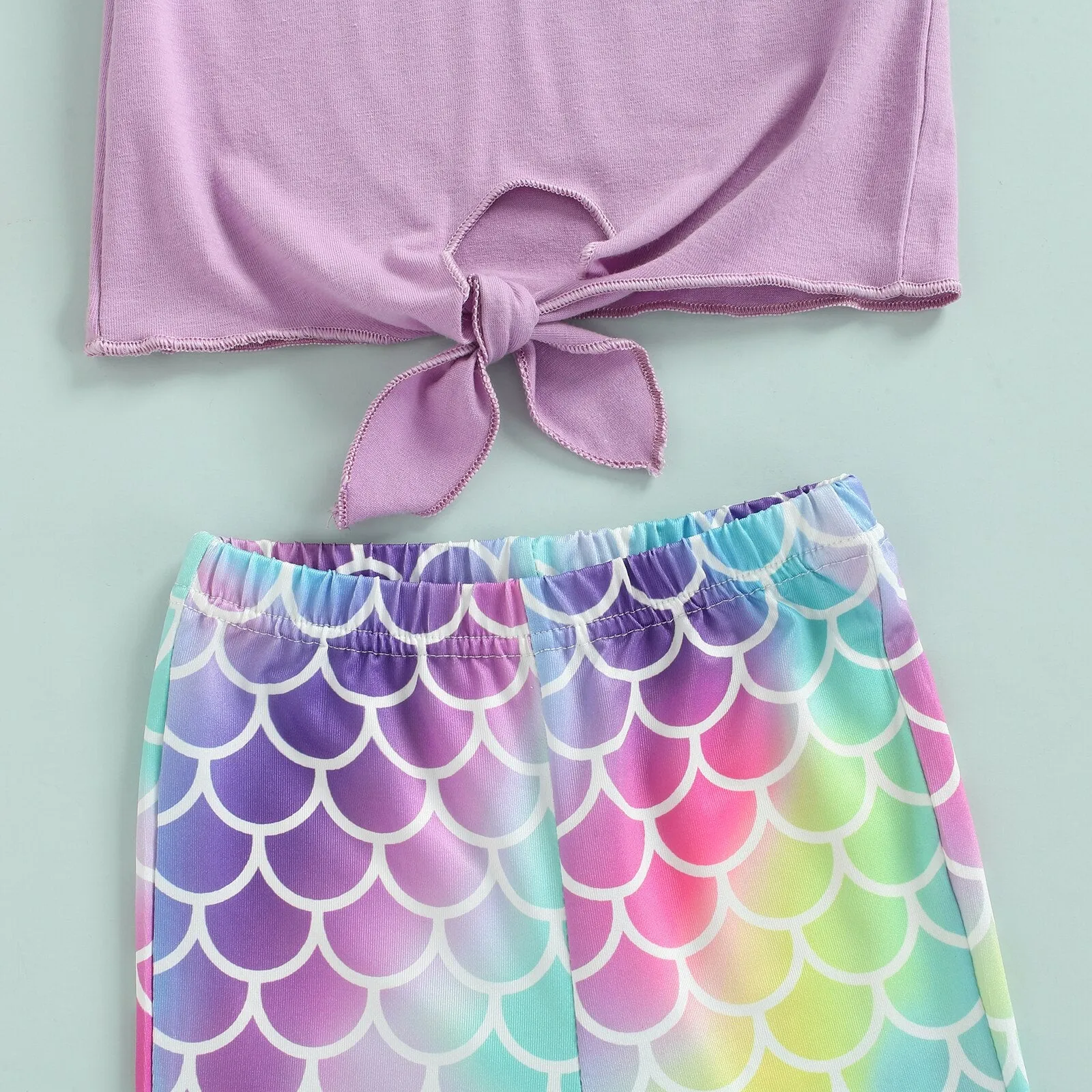Girls Mermaid Crop Tops and Flared Pant Set 1-6T