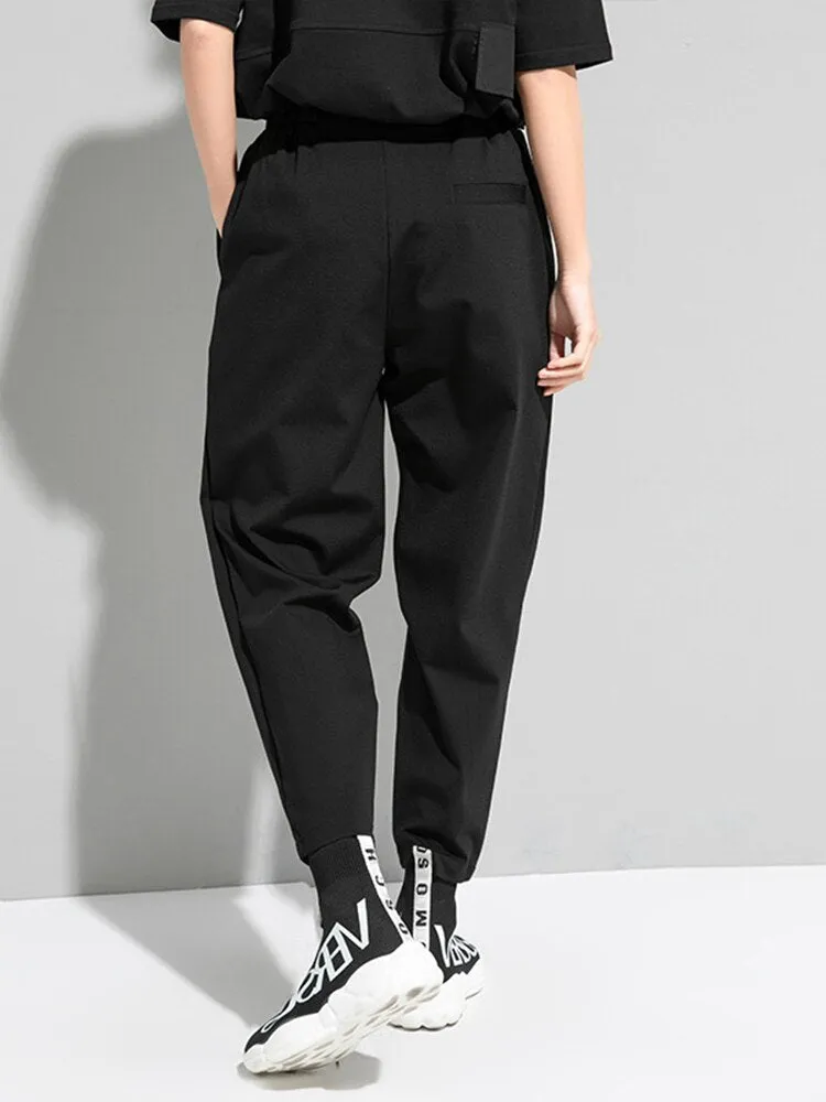 High Elastic Waist Long Harem Trousers