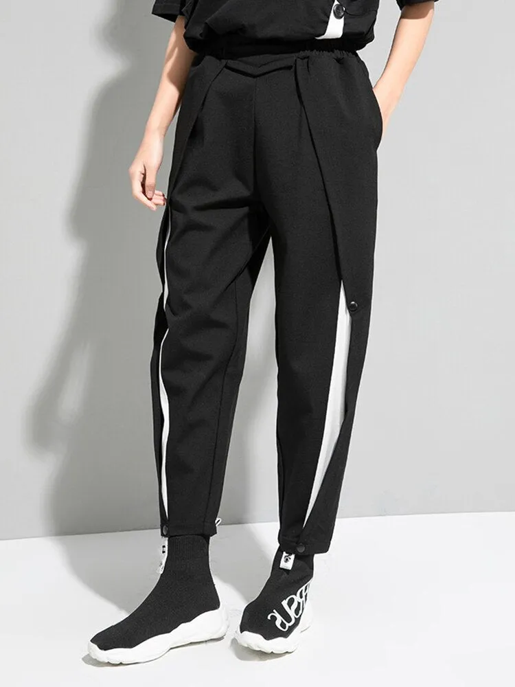 High Elastic Waist Long Harem Trousers