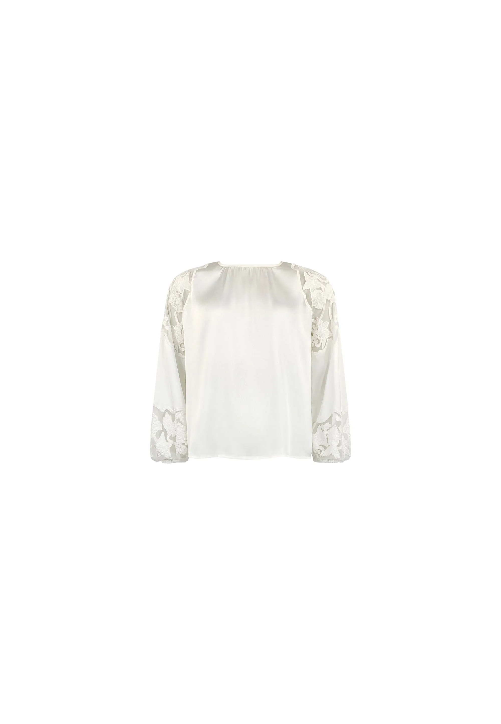 Ivory Satin Lace Insert Blouse