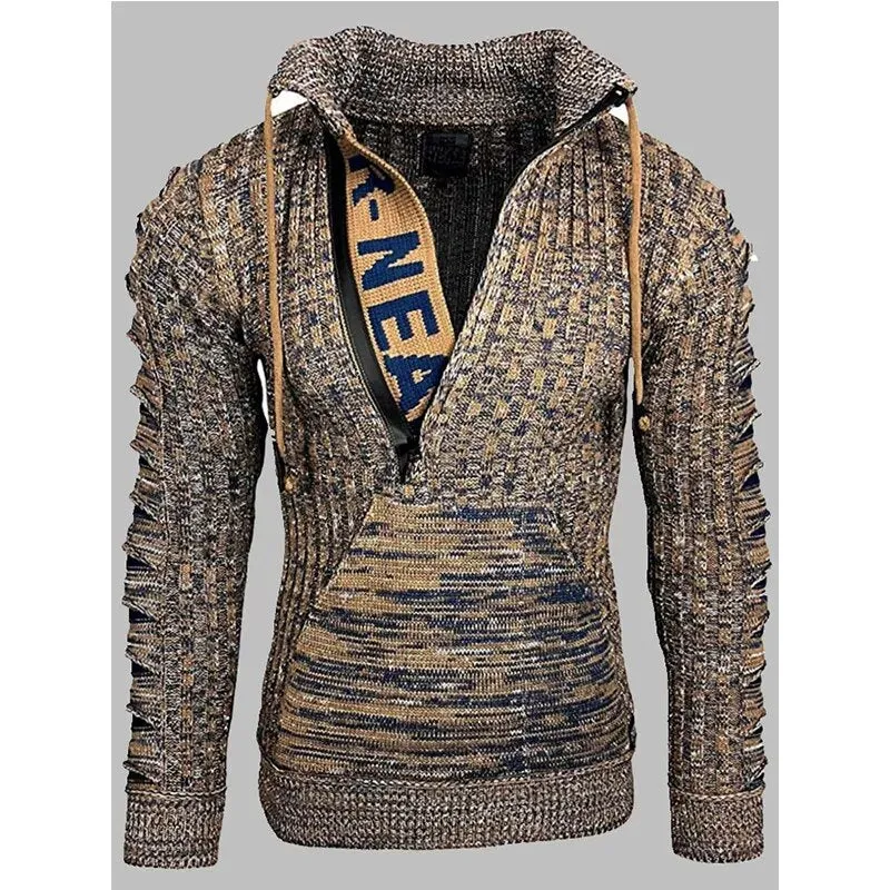 MenThickenedr Long Sleeve Sweater Pullover Sweater Slim Fit Turtleneck Sweater Winter Warm Outwear Sweater Coat Zipper Sweaters