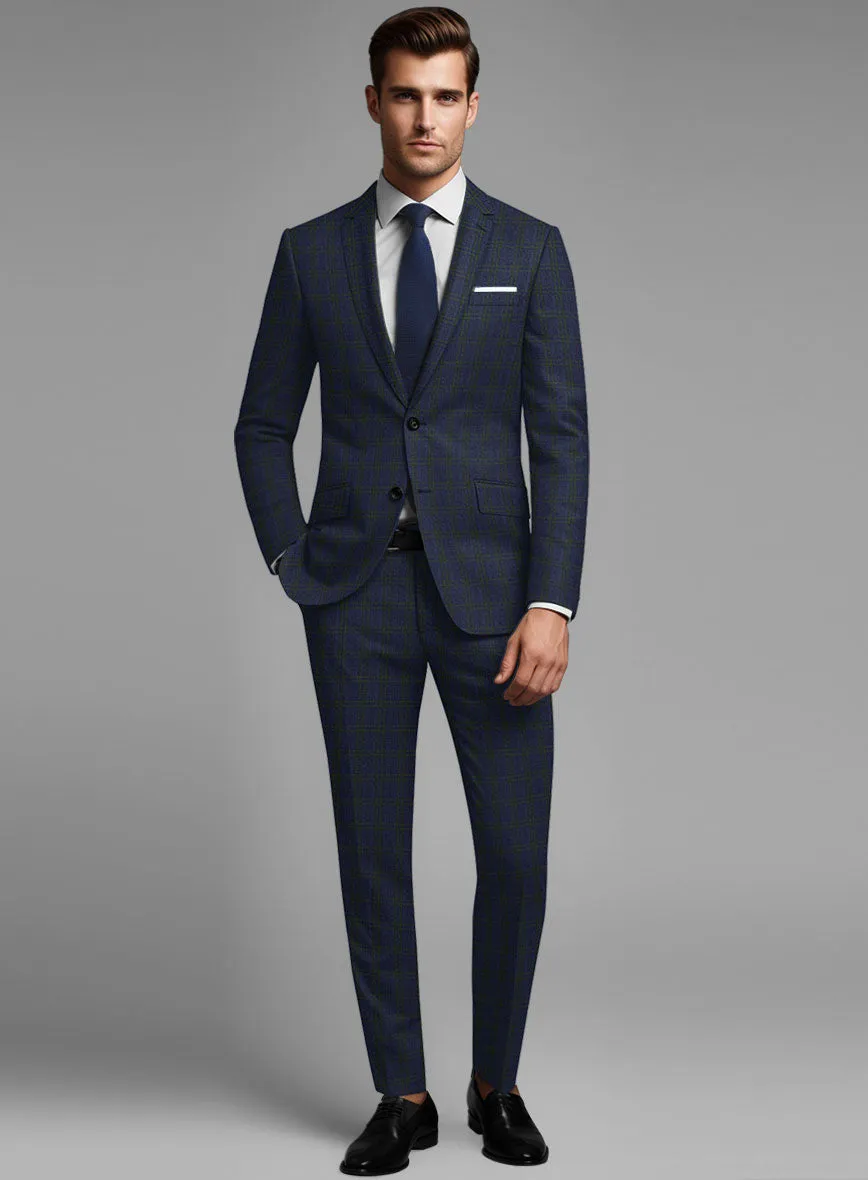 Noble Cinzia Blue Wool Silk Linen Suit