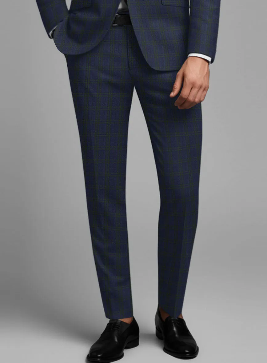 Noble Cinzia Blue Wool Silk Linen Suit