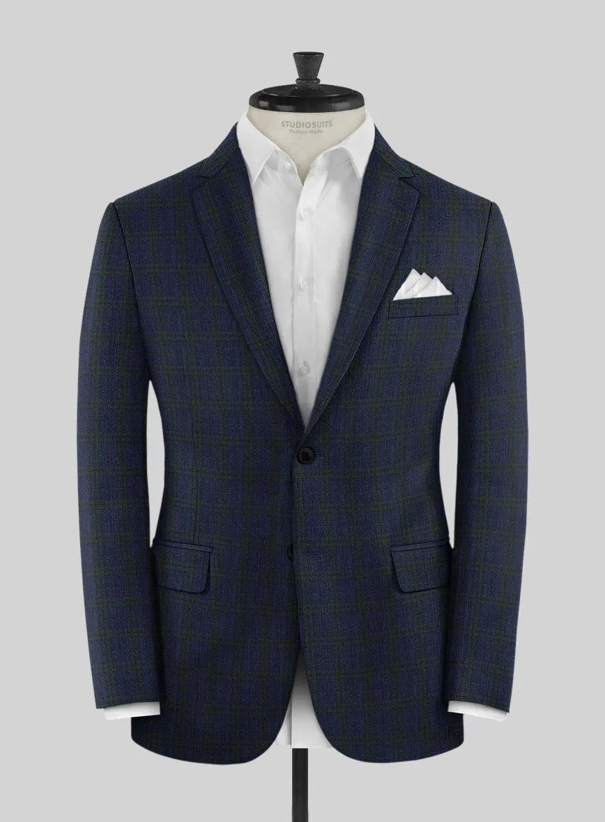 Noble Cinzia Blue Wool Silk Linen Suit