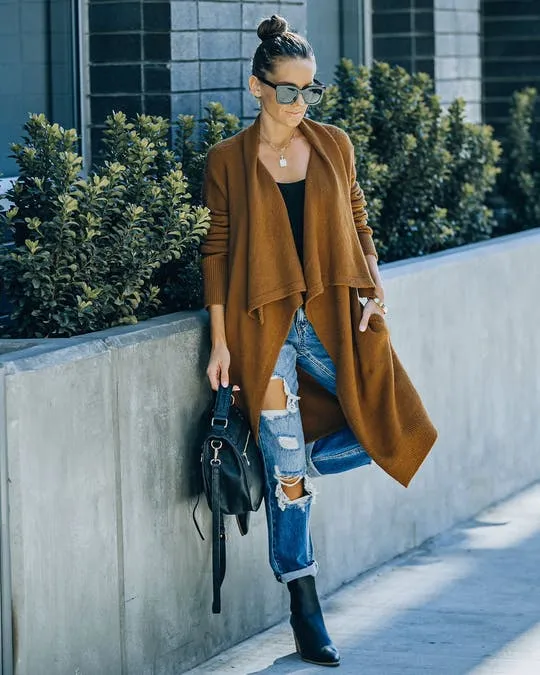 Solid Lapel Collar Jacket Womens Long Sleeve Fashion Cardigans Wholesale Clothing Vendors