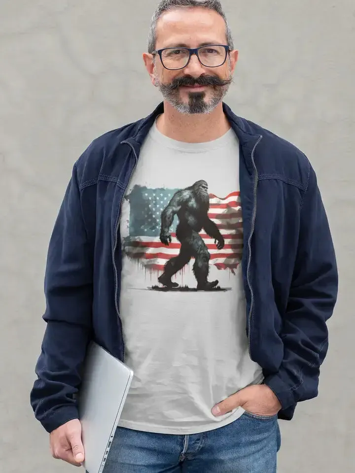 Youth American Flag Bigfoot T-Shirt - Gray